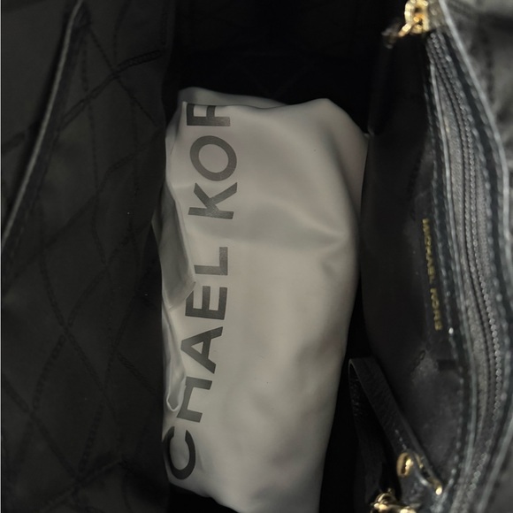 Michael Kors Black Pebbled Satchel with Gold Accents - Picture 7 of 7